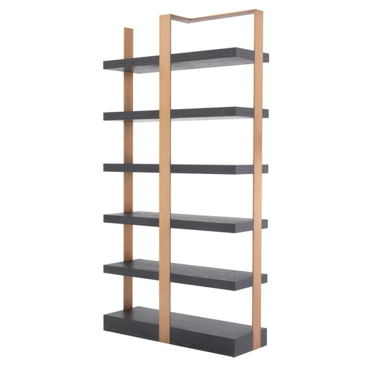 Eichholtz Geo Shelving Unit, Charcoal Gray, Brushed Brass, 47.44"W (114533 YV0J03YR3E)