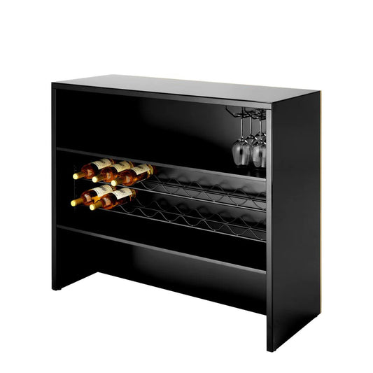 Eichholtz Grimaldi Bar, Black Glass, Gold, 47.24"W (111437 YV0J03YP5Z)