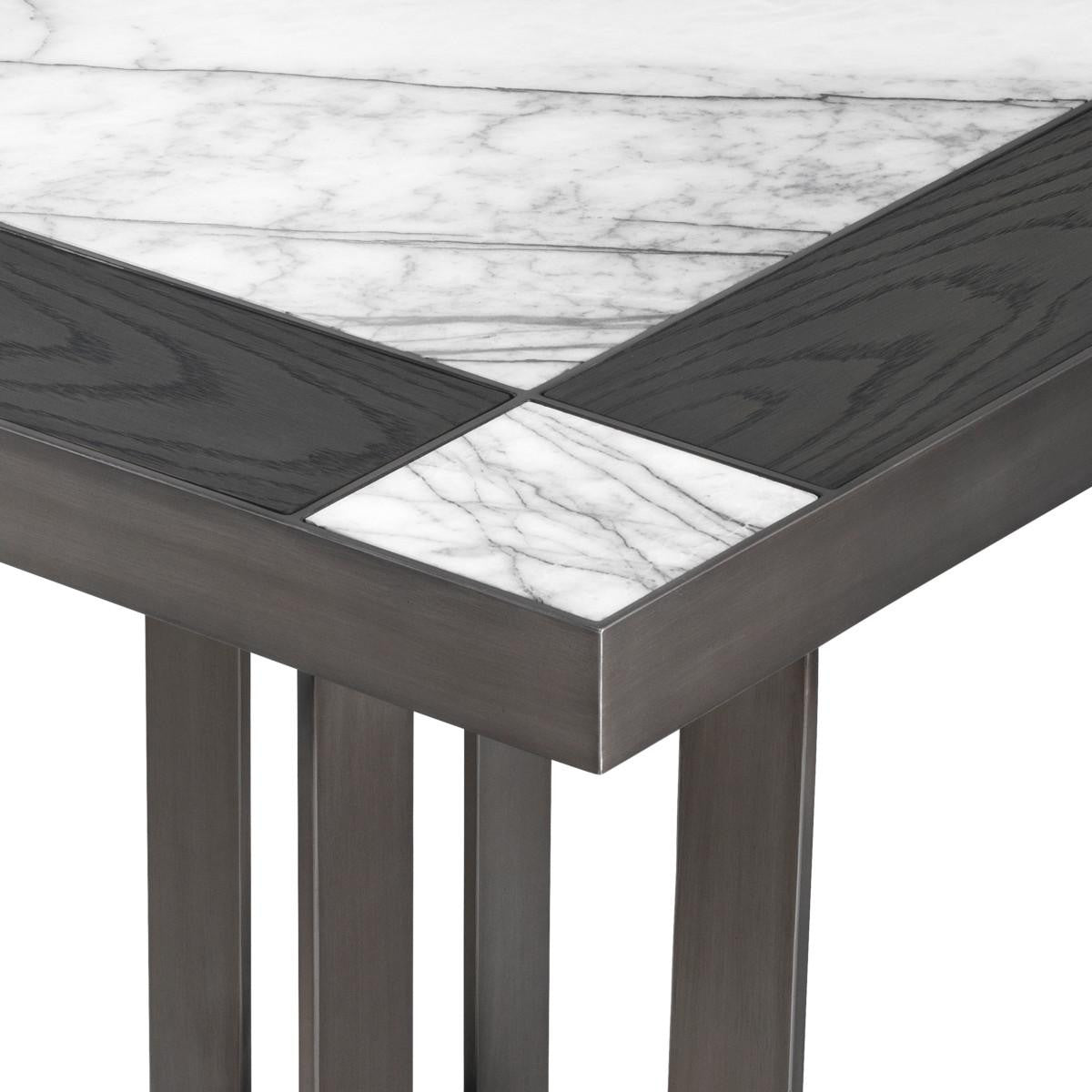 Eichholtz Hermoza Side Table, White Marble, Bronze, Mocha, 22.83"H (113381 YV0J041UQH)