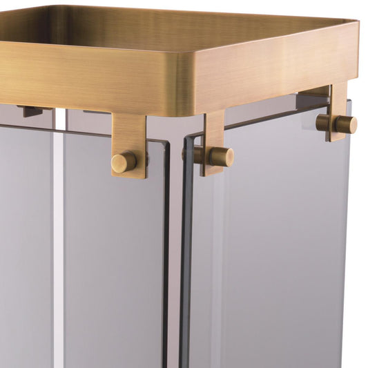 Eichholtz Heston Umbrella Stand, Antique Brass, Smoke Glass, 11.61"W (117123 YV0J041XMU)