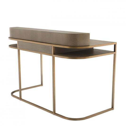 Eichholtz Highland Desk, Washed Oak, Brushed Brass, 51.18"W (111457 ), Eichholtz 111457 YV0J03YX0G