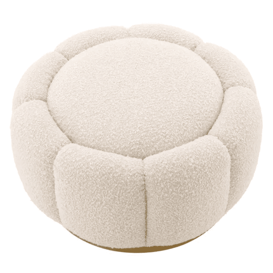 Eichholtz Inger Ottoman, Boucle Cream Fabric, Brushed Brass, 15.75"H (A115620 YV0J041QVA)