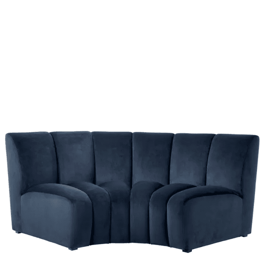 Eichholtz Lando Sectional Sofa Corner, Savona Midnight Blue Velvet, Black Feet, 82.68"W (A115096 YV0J041VPN)