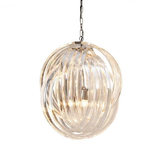 Eichholtz Marco 4 Light Polo Pendant Clear, Nickel