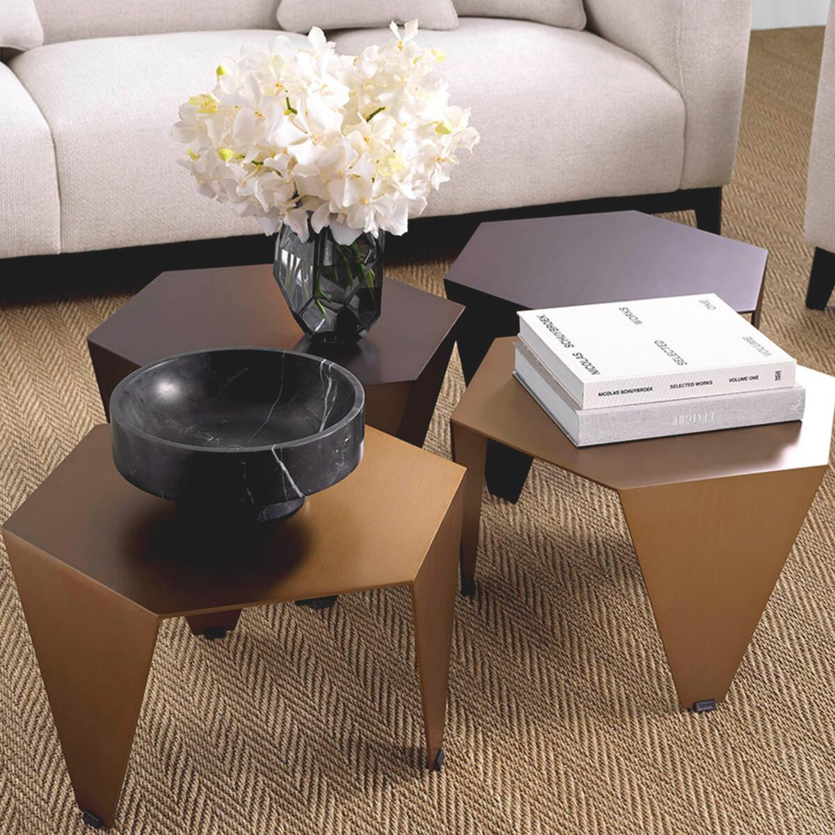Eichholtz Metro Chic Side Table, Brushed Brass, 13.58"H (116298 YV0J041UQY)