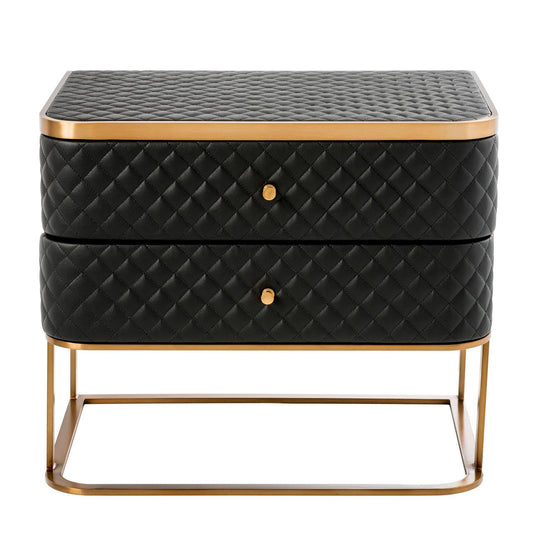 Eichholtz Monfort Nightstand, Black, Brushed Brass, 25.59"W (113407 YV0J03YQ34)