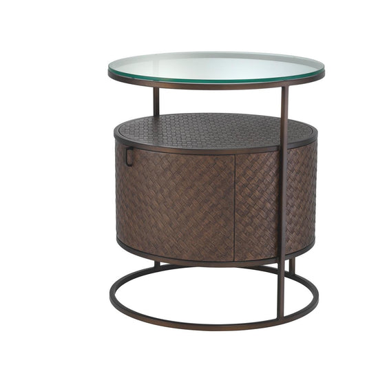 Eichholtz Napa Valley Nightstand, Brown, Bronze, Clear Glass, 19.69"W (113397 YV0J03YQ35)