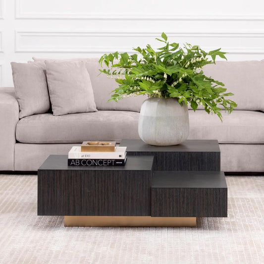 Eichholtz Nerone Coffee Table, Charcoal Gray, Brushed Brass, 44.88"W (113962 ), Eichholtz 113962 YV0J03YV32