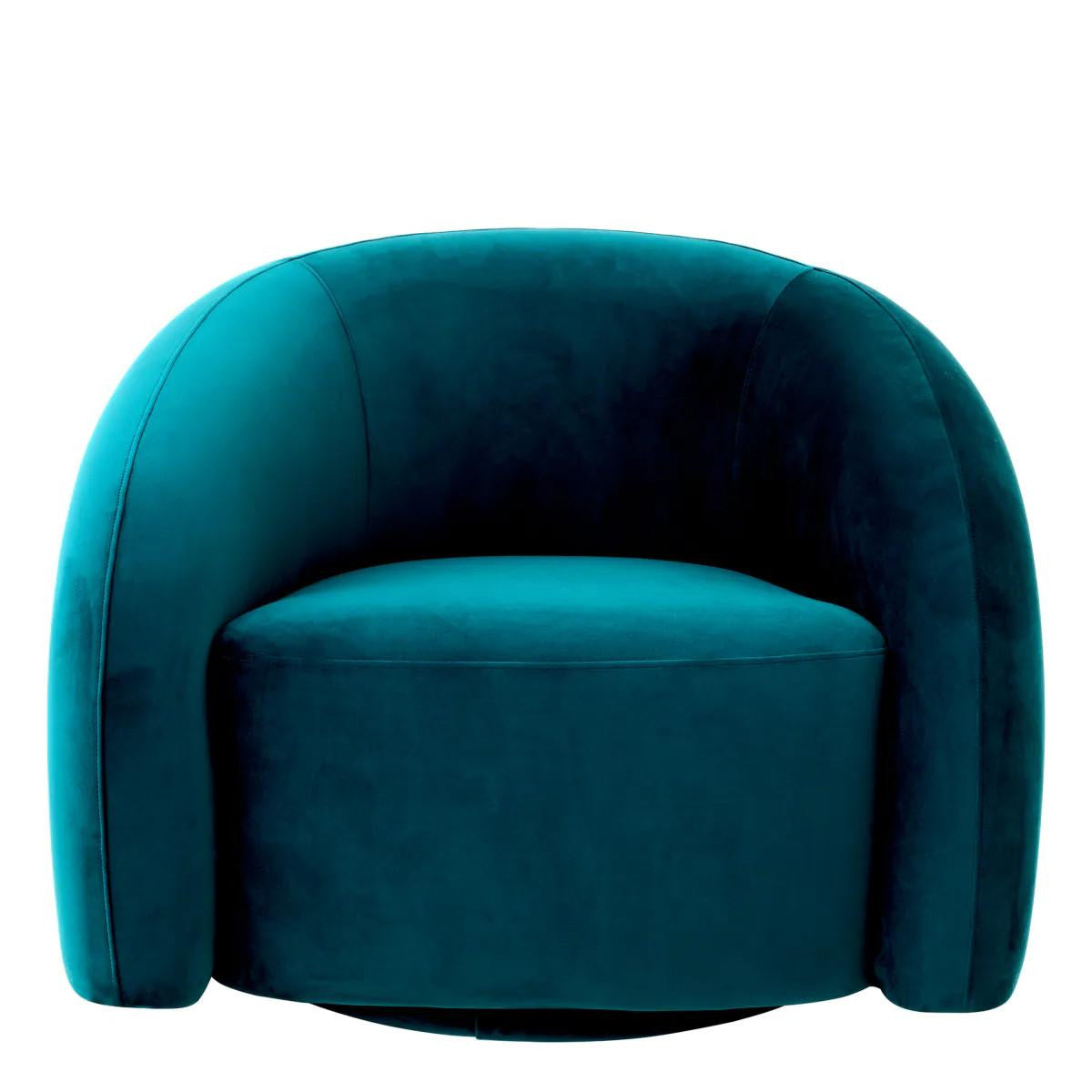 Eichholtz Novelle Swivel Chair, Savona Sea Green Velvet, Savona Turquoise Velvet, Savona Blue Velvet, 35.83"W (A117010 YV0J041VRR)