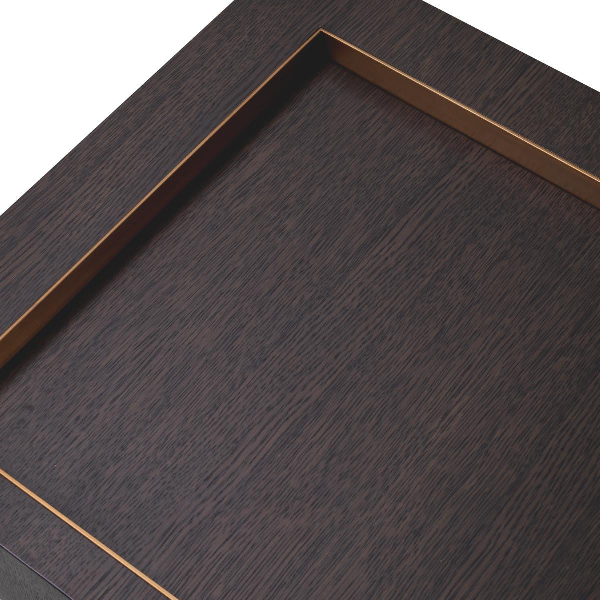 Eichholtz Otus Side Table, Square, Mocha, Brushed Brass, 19.88"H (117405 YV0J041URF)