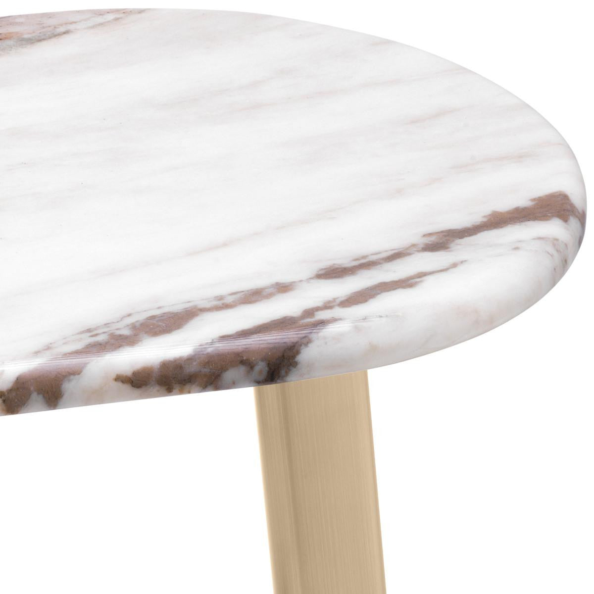 Eichholtz Oyo Side Table, Brushed Brass, White, 19.69"H (117490 YV0J041URK)