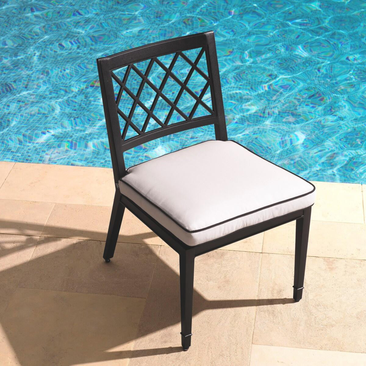 Eichholtz Paladium Outdoor Dining Chair, White, Black Piping, Black Frame, 20.87"W (113618 YV0J041RRK)