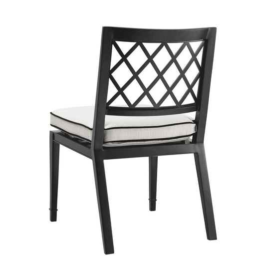 Eichholtz Paladium Outdoor Dining Chair, White, Black Piping, Black Frame, 20.87"W (113618 YV0J041RRK)