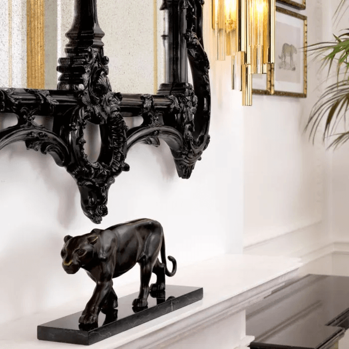 Eichholtz Panther Sculpture, Bronze Patina, Black Base, 16.54"W (109572 YV0J041RT9)