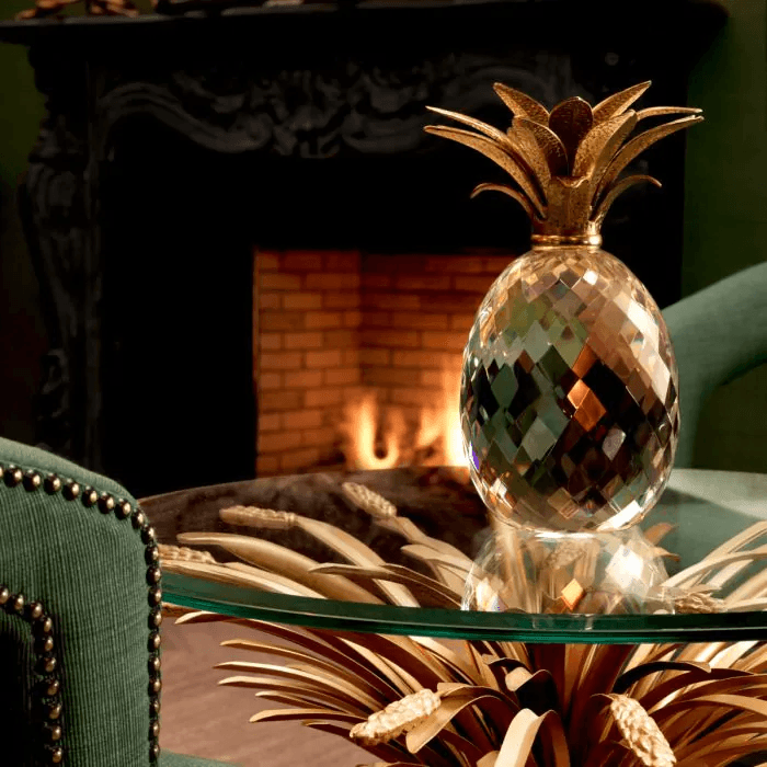 Eichholtz Pineapple Sculpture, Crystal glass, Brass, 6.1"W (110806 YV0J041QV0)