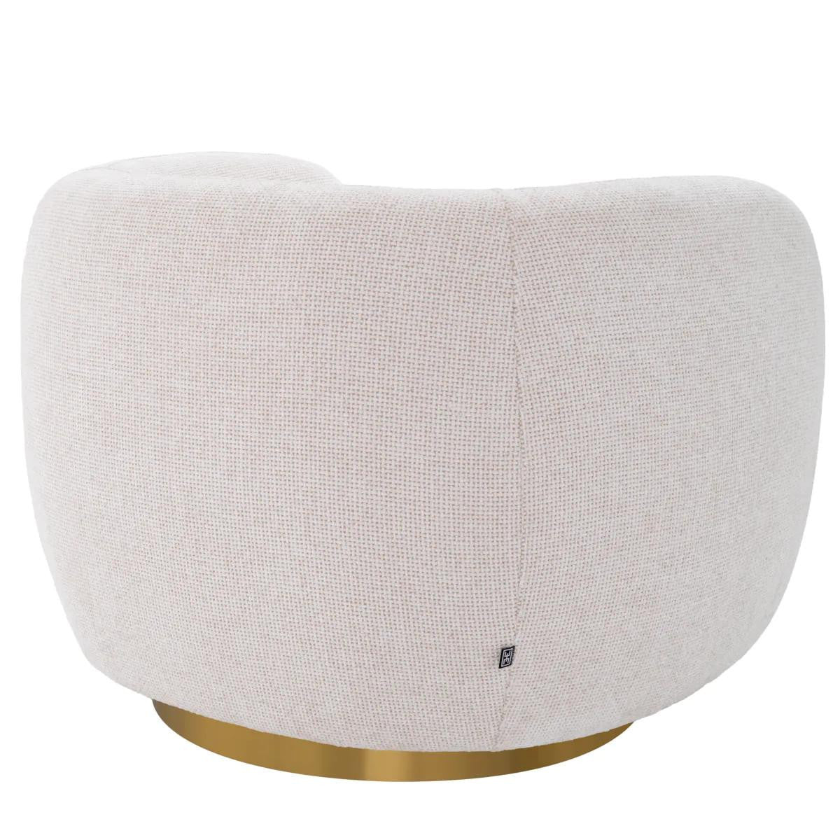 Eichholtz Roxy Swivel Chair, Lyssa Off-White Fabric, Brushed Brass Base, 36.61"W (A115348 YV0J041WMZ)