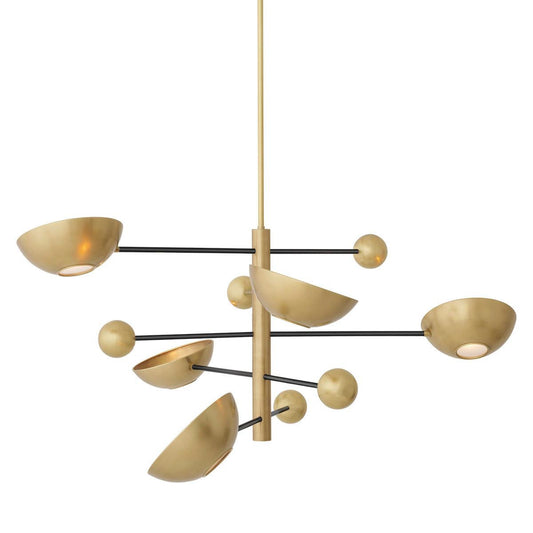 Eichholtz Salinas Chandelier, 5-Light, Antique Brass, Black, Antique Brass Shade, 55.12"W (115245UL YV0J03YV0L)