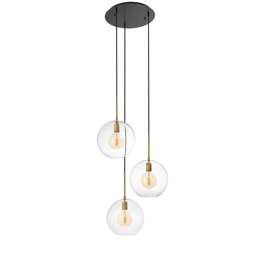 Eichholtz Tango Pendant, 3-Light, Bronze, Antique Brass, Clear Glass, 23.62"W (112633UL YV0J03YV0U)