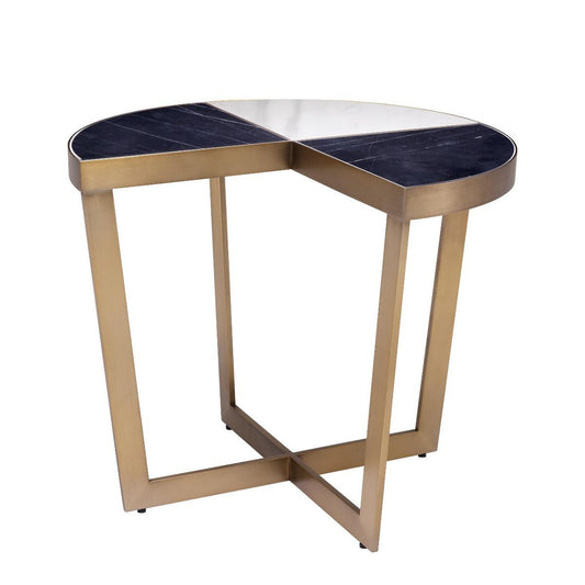 Eichholtz Turino Side Table, Brushed Brass, Black, White, 19.88"H (113586 YV0J041UTF)