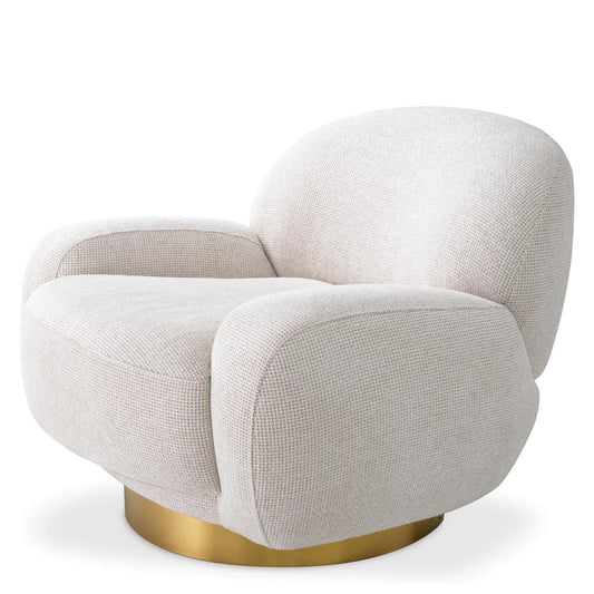 Eichholtz Udine Swivel Chair Sand, Brushed Brass