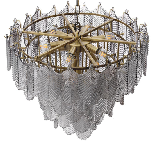 Eichholtz Verbier Chandelier, 10-Light, Small, Smoke Glass, Brushed Brass, 24.41"W (113899UL YV0J03YV14)