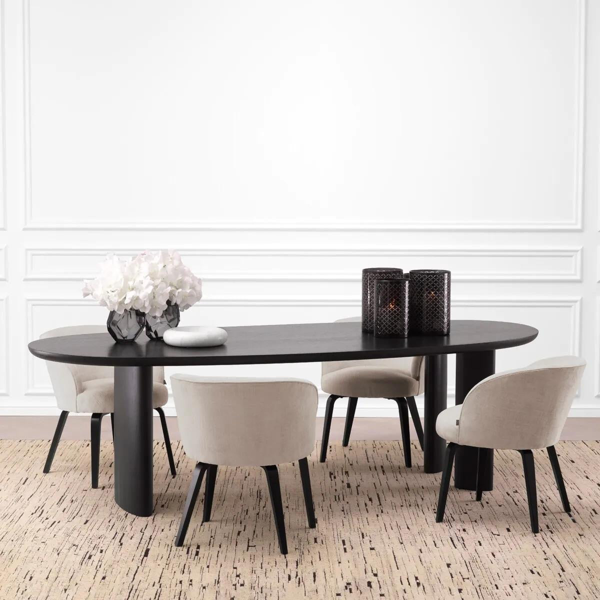 Eichholtz Vichy Dining Chair, Sisley Beige Fabric, Black Legs, 29.53"H (A115104 YV0J03YXYP)