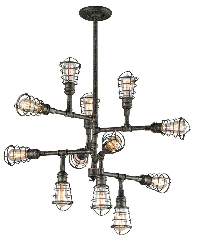 Troy Conduit Chandelier Silver, Old Silver