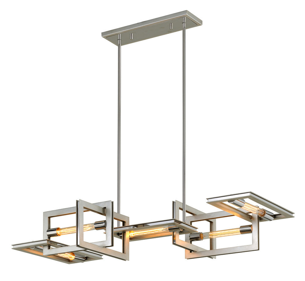 Troy Enigma Linear Pendant Silver, Silver Leaf, Stainless Steel