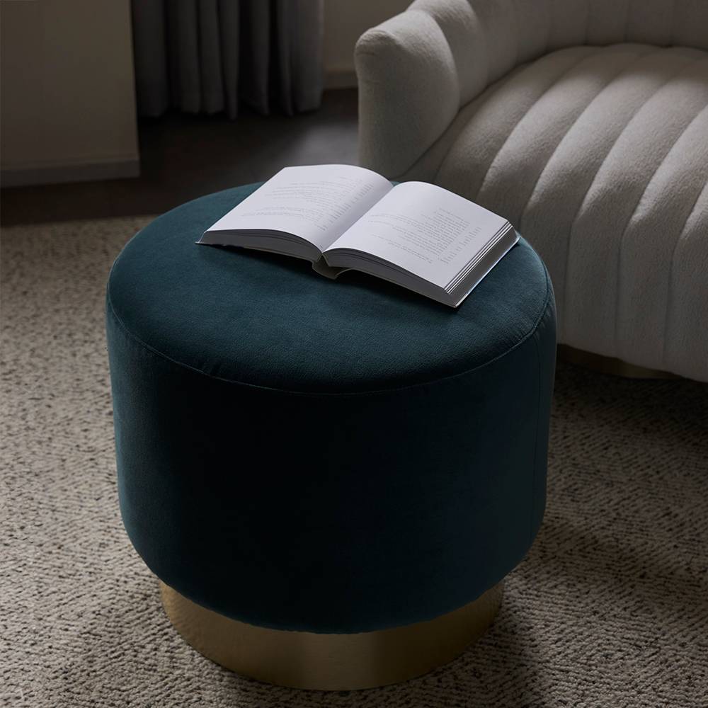 Avalon Swivel Ottoman Aegean Performance Velvet