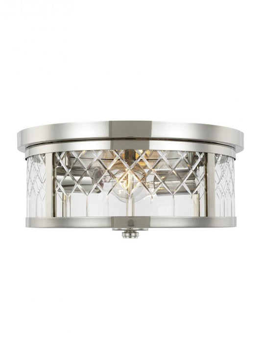 Visual Comfort Studio Alec 2 Light Flush Mount Polished Nickel