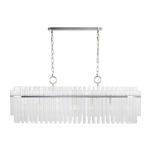 Visual Comfort Studio Beckett 7 Light Linear Chandelier Polished Nickel