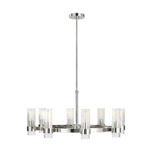 Visual Comfort Studio Geneva 8 Light Chandelier Polished Nickel