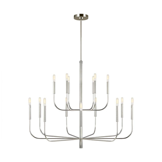 Visual Comfort Studio Brianna 15 Light Large Two-Tier Chandelier Polished Nickel