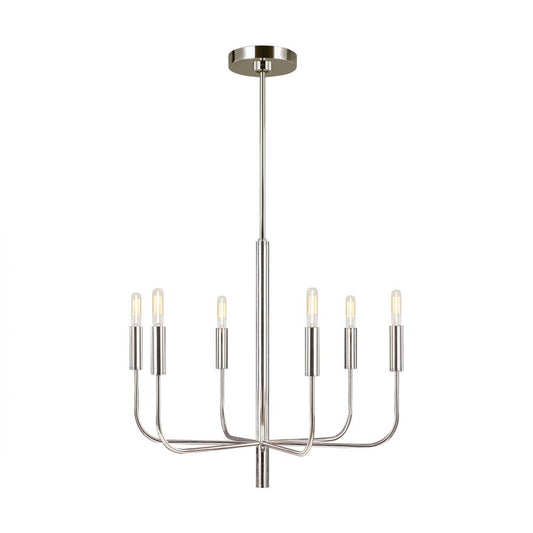 Visual Comfort Studio Brianna 6 Light Small Chandelier Polished Nickel