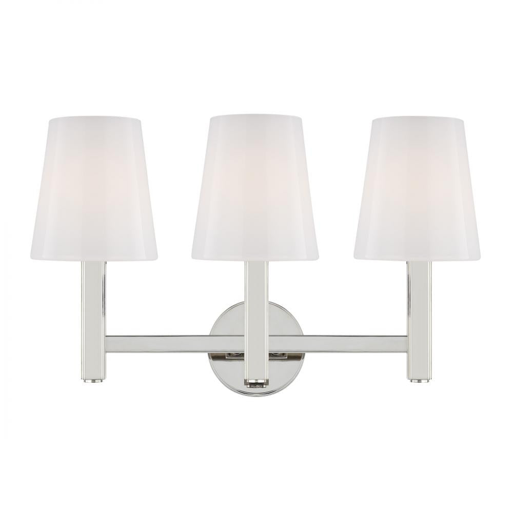 Visual Comfort Studio Logan 3 Light Bath Wall Sconce Polished Nickel