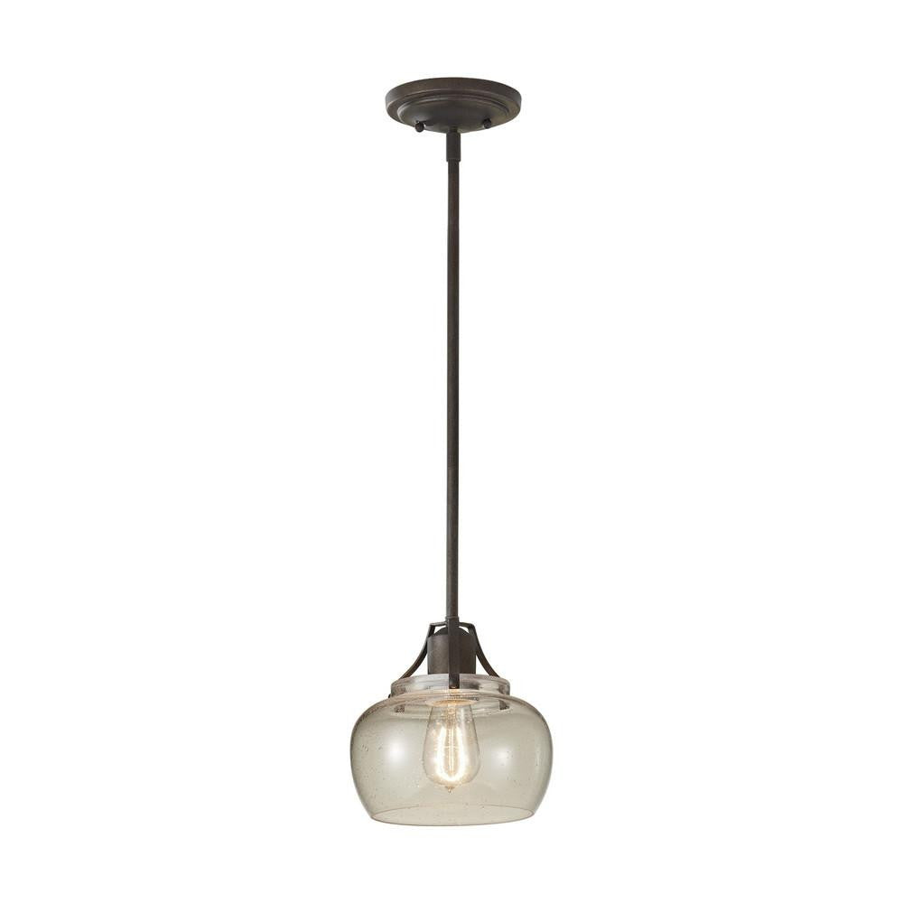 Generation Lighting Urban Renewal Round Glass Pendant Rustic Iron