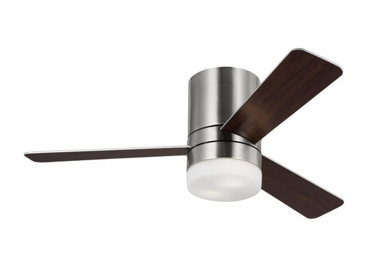 Generation Lighting Era 44" Hugger LED Ceiling Fan - Brushed Steel Housing with Midnight Black/American Walnut Reversible Blades