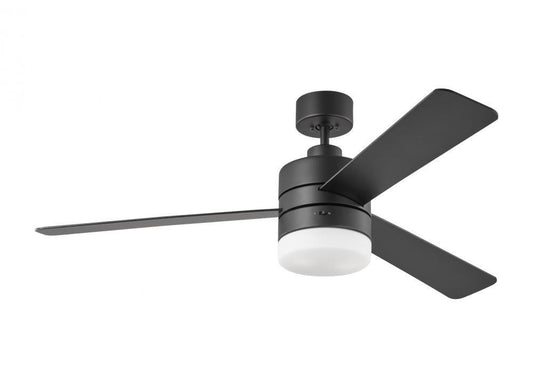 Generation Lighting Era 52" Dimmable LED Indoor/Outdoor Ceiling Fan with Light Kit - Midnight Black Housing with Midnight Black/American Walnut Reversible Blades
