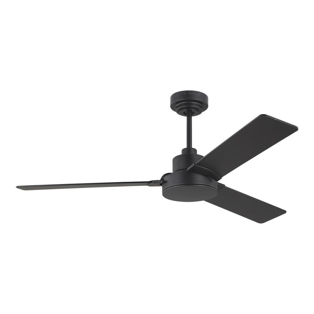 Generation Lighting Jovie 52" Indoor/Outdoor Midnight Black Ceiling Fan with Wall Control and Manual Reversible Motor