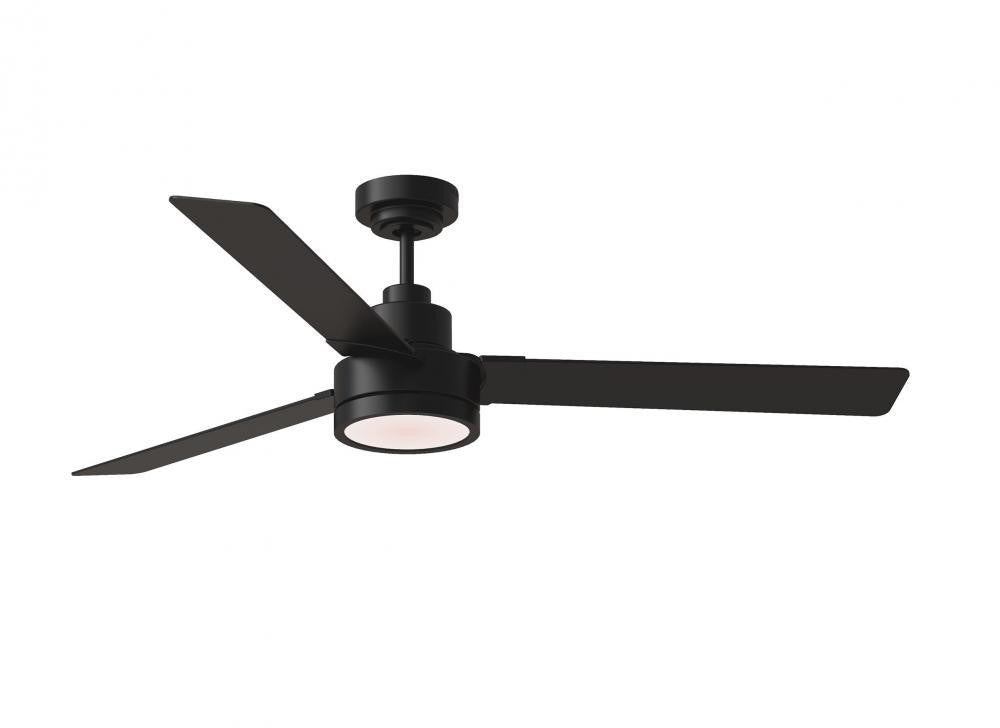 Generation Lighting Jovie 58" Dimmable Indoor/Outdoor Integrated LED Midnight Black Ceiling Fan with Light Kit
