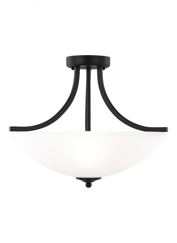Generation Lighting Geary Medium Three Light Semi-Flush Convertible Midnight Black