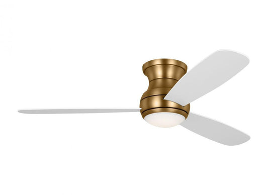 Generation Lighting Orbis 52-Inch Indoor/outdoor Ceiling Fan - Satin Brass Housing with Matte White Blades with Light Kit