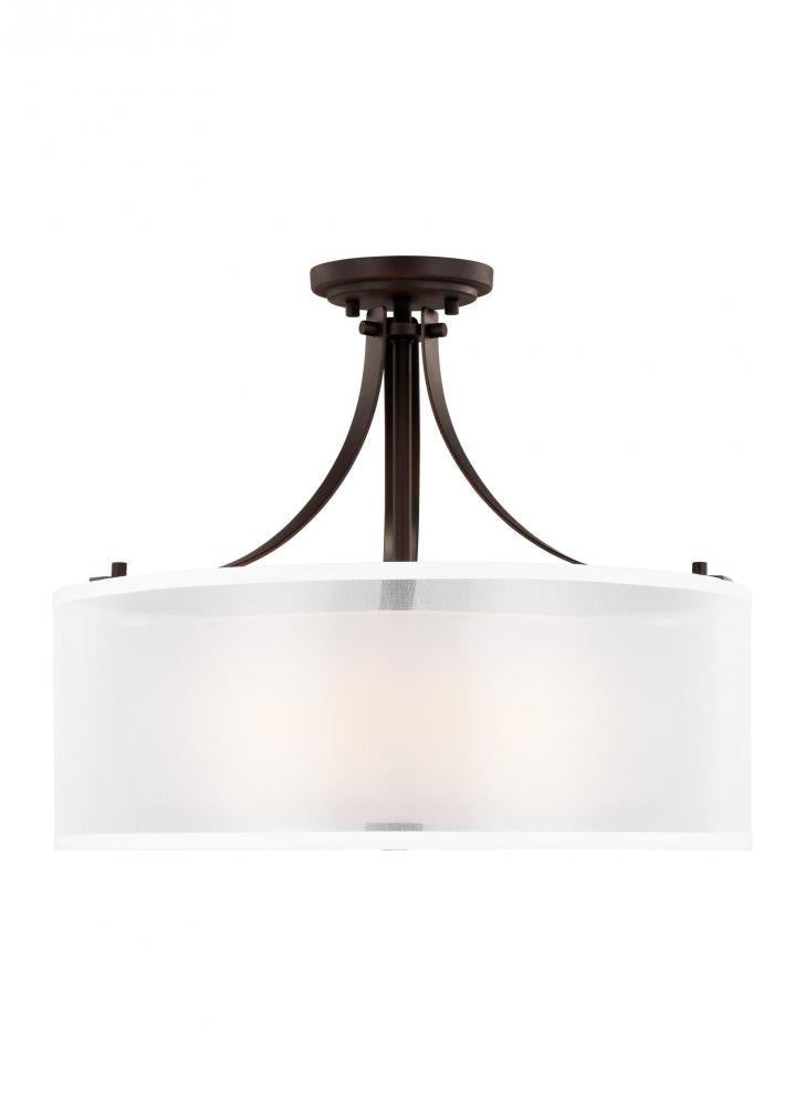 Generation Lighting Elmwood Park Three Light Semi-Flush Mount Bronze