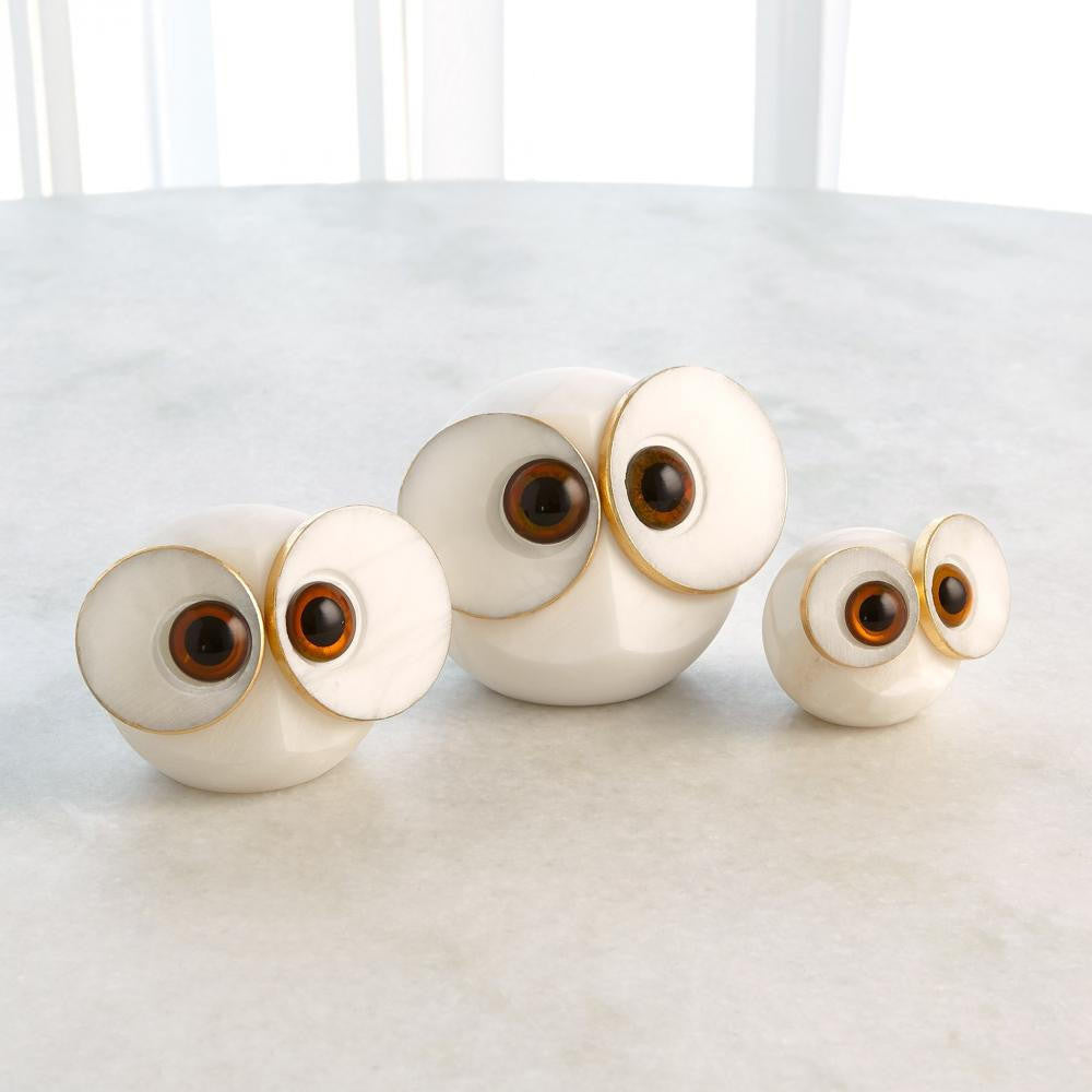 Global Views Alabaster Big Eyed Owl Sculpture