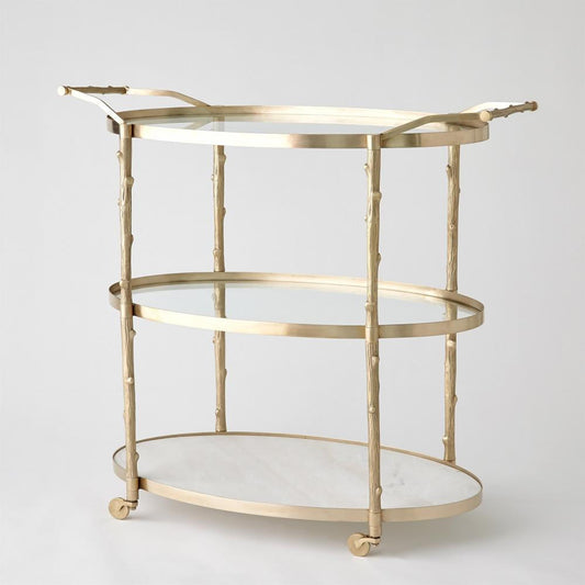 Global Views Arbor Brass Bar Cart