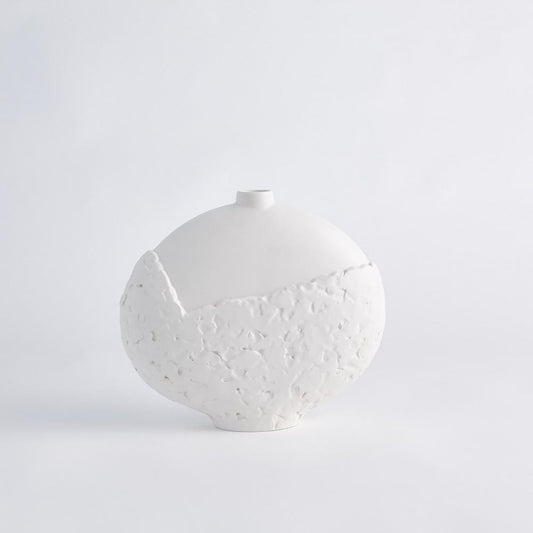 Global Views Asymmetrical Stipple Small Matte White Vase