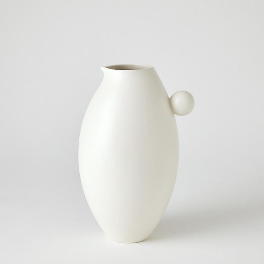 Global Views Ball Handled Small White Pitcher