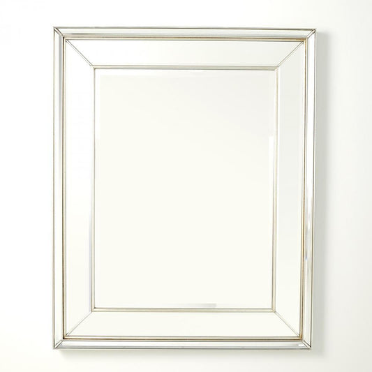 Global Views Bevel on Bevel Silver Leaf Mirror