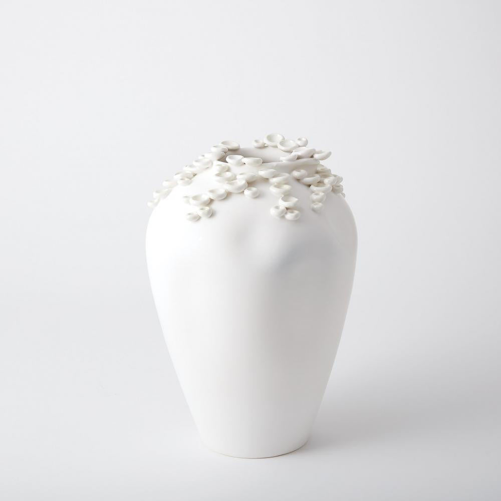 Global Views Cascading Reef Tall White Vase
