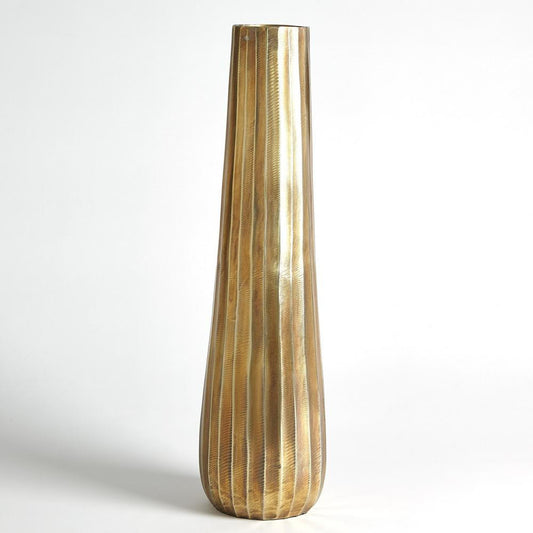 Global Views Chased Round Large Antique Brass Vase